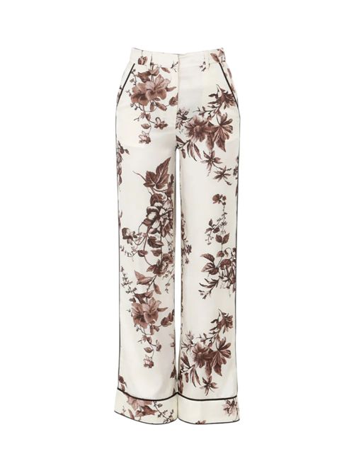 Pantaloni bianchi con stampa floreale marrone LIU JO | CA6254TS061/P9654